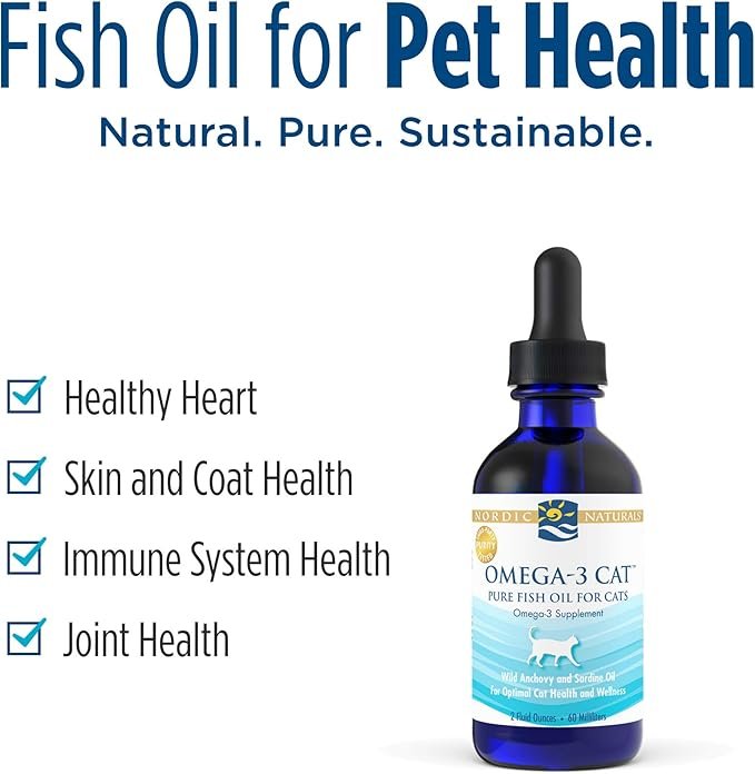 1 Nordic Naturals Omega-3 Cat, Unflavored - 2 oz - 304 mg Omega-3 Per One mL - Fish Oil for Cats with EPA & DHA - Promotes Heart, Skin, Coat, Joint, & Immune Health - Non-GMO
