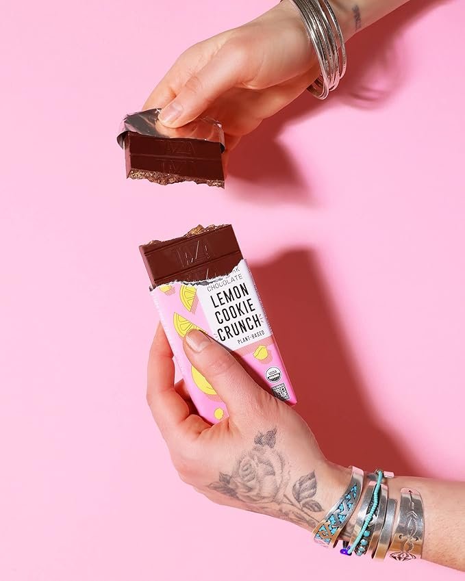 4 Taza Chocolate Organic Smooth & Crunchy Bars 70% Stone Ground, Lemon Cookie Crunch 2.5 Ounces (10 Count), Vegan