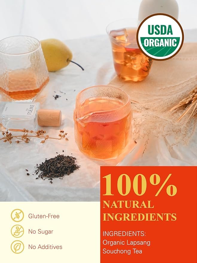 1 GLDNT Organic Lapsang Souchong Tea, Chinese Smoked Organic Black Tea Loose Leaf, Smoky Taste, Caffeinated, 7oz/200g