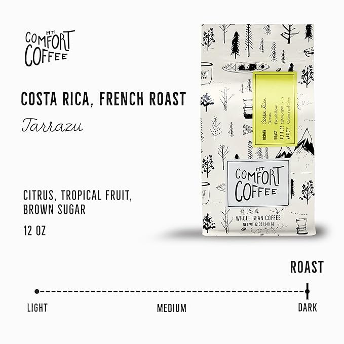 1 Mt. Comfort Coffee Costa Rica French Roast, 12 Ounce - Notes of Citrus, Tropical Fruit, & Brown Sugar - Premium Roasted Whole Beans
