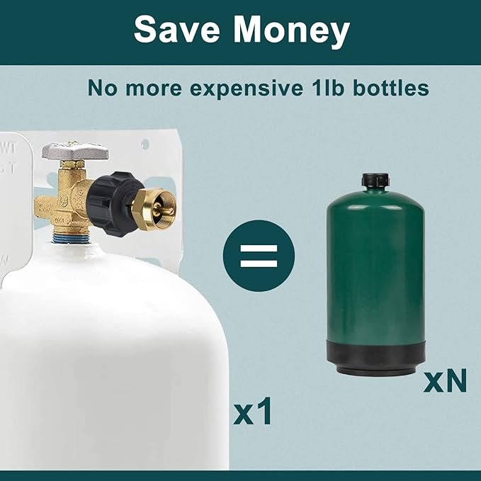 1 GASRefill Propane Adapter, Refill Small Bottles from Larger Tanks, User-Friendly, Durable Brass Construction