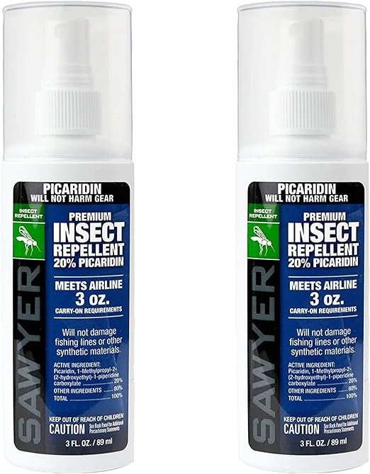 3 SP6572 Twin Pack Top-Quality Permethrin Clothing Bug Deterrent Spray, 24 oz, Yellow & SP5432 Picaridin Bug Repellent Spray, 20%, Pump, 3-Ounce, Twin Pack