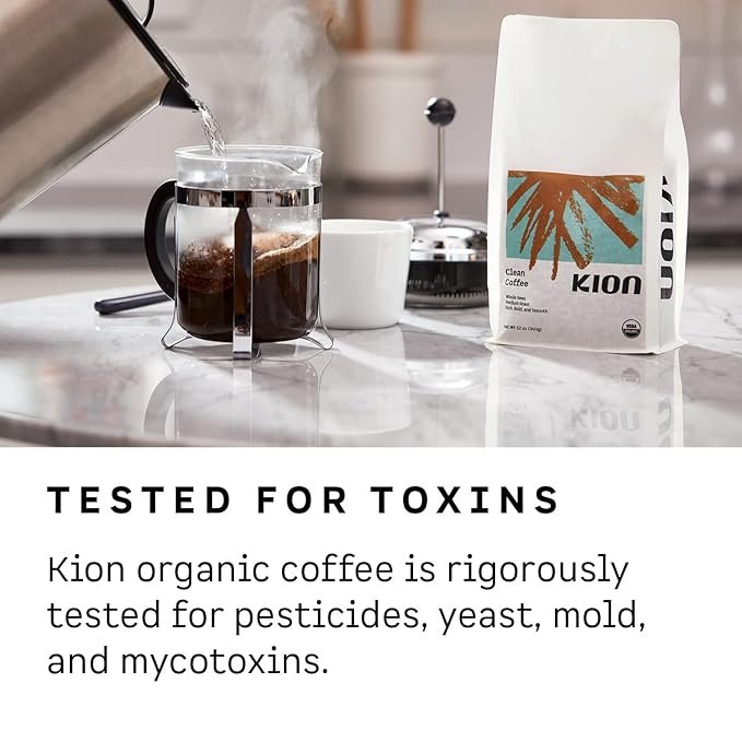 3 Kion Organic Whole Bean Coffee, Tested for Toxins, Ethically Sourced, Rich, Bold, and Smooth, Medium Roast 12 Oz (3 Pack)