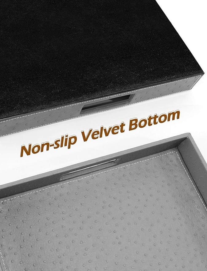 2 Ranslen Rectangular Leather Ottoman Tray