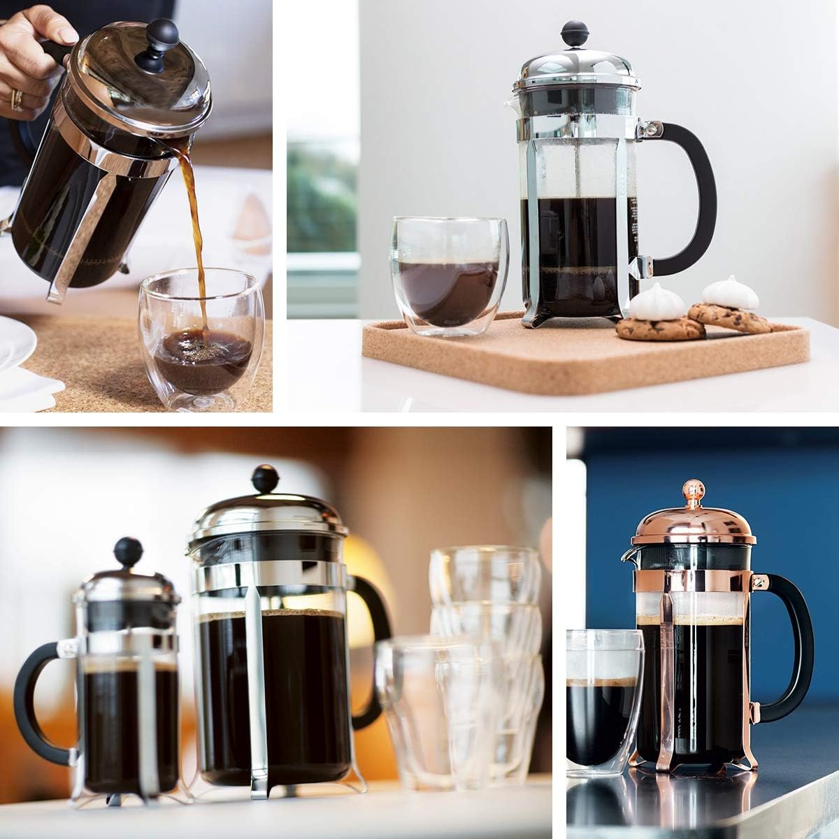 5 Chambord Chrome French Press Coffee and Tea Maker, 34 oz, 1928-16US4 by Bodum