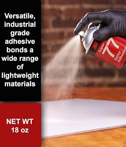 3 Pack of 3M High-Strength 90 Spray Adhesive, Transparent Glue for Permanent Bonding, Can Be Sprayed Inverted + 3M Super 77 All-Purpose Permanent Spray Adhesive Glue, Environmentally Friendly