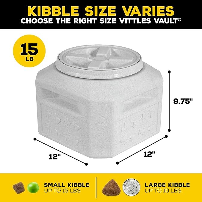 1 Gamma2 Vittles Vault Dog Food Storage Container With Airtight Lid, Up To 10-15 Pounds Dry Pet Food Storage, Made in USA