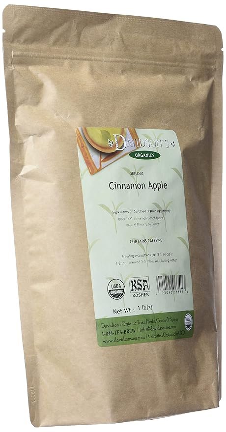 3 Davidson's Organic Tea Bulk, Cinnamon Apple, 16-Ounce Bag