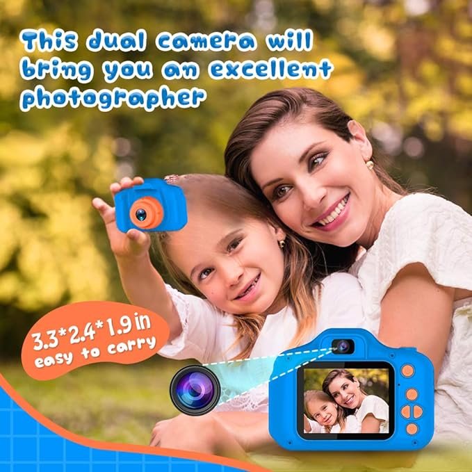 1 Seckton Upgraded Selfie Camera for Kids with 32GB SD Card in Navy Blue