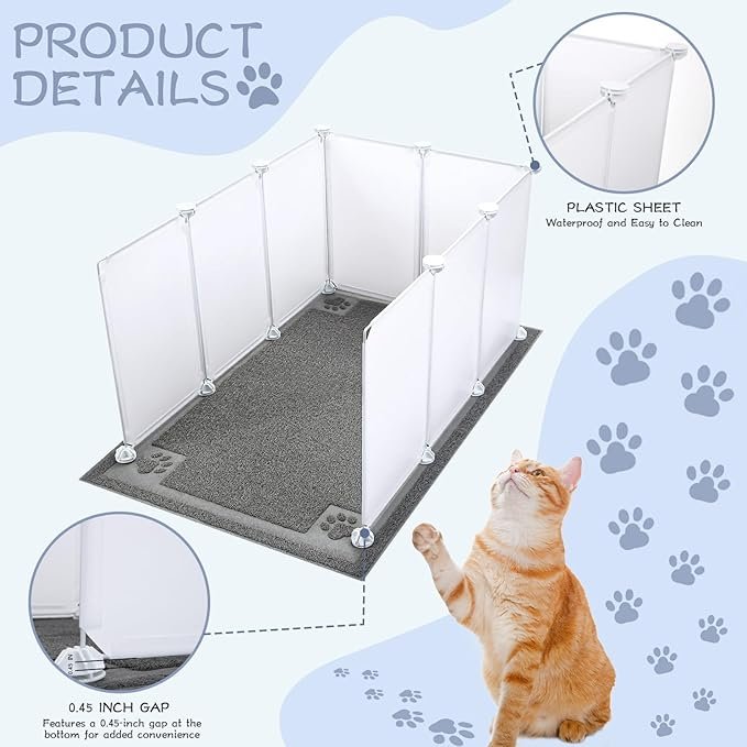 2 Cat Litter Box Enclosure Splash Guard Extra Large 29.8L × 20.3W x 16.5H inch with Cat Litter Mat Easy Clean,NOT Included in Stainless Steel Litter Box and Metal Litter Scoop