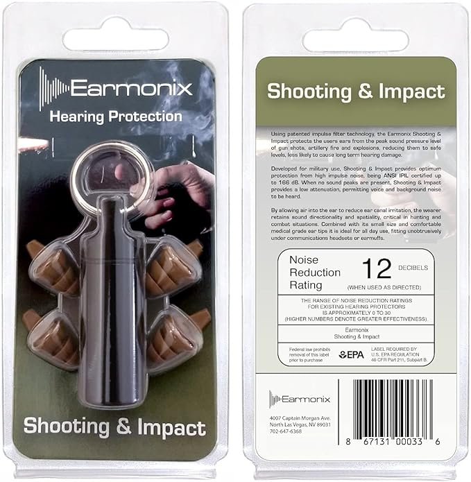 4 Earmonix Noise Reduction Ear Plugs - Enhanced Protection from Loud Noises - Tactical Design for Military & Police - High-Quality TPE Material for Safety and Comfort