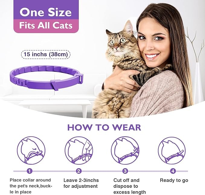 4 3 Pack Calming Collar Efficient Relieve Reduce Anxiety Stress Pheromones Calm Relaxing Comfortable Breakaway Collars Adjustable for Small, Medium Large Cat, Kittens