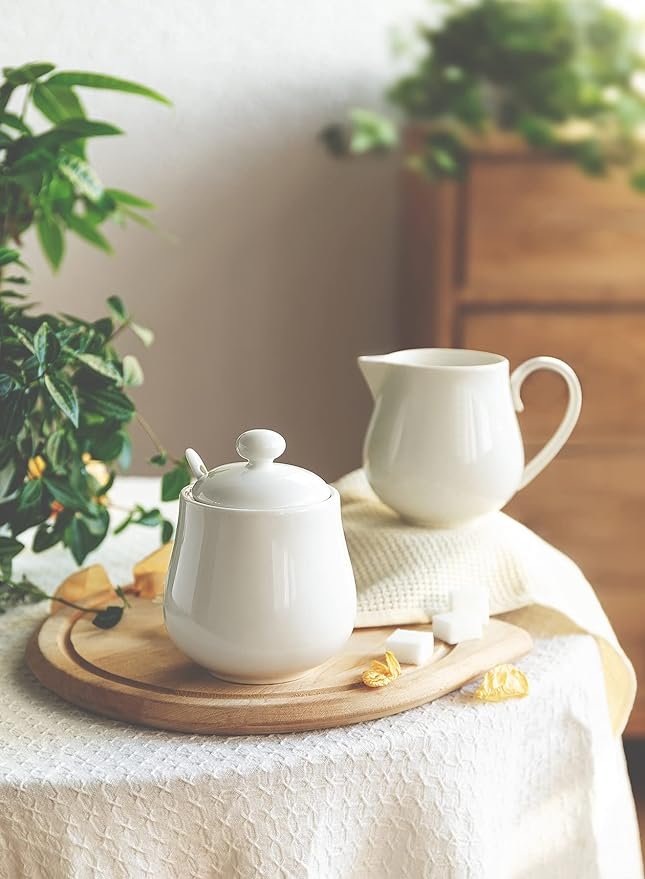 4 12 Ounce Porcelain Coffee Set, 3 Piece White Set - 480.101