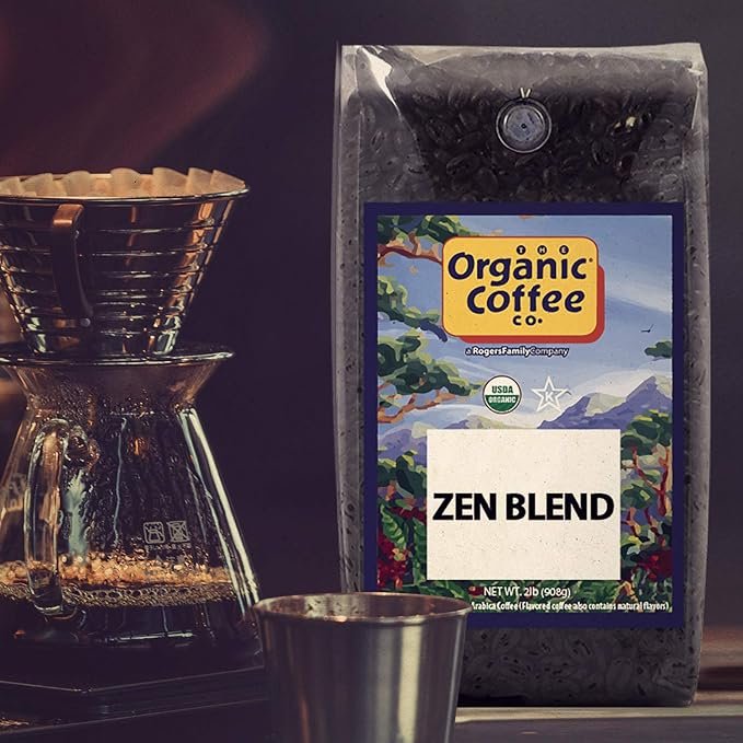3 The Organic Coffee Co. Whole Bean Coffee - Zen Blend (2lb Bag), Medium Roast, USDA Organic