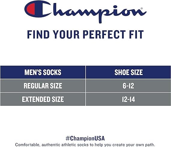 1 Champion Men's Quick-Dry Crew Socks; Available in 6, 8, 12 Packs