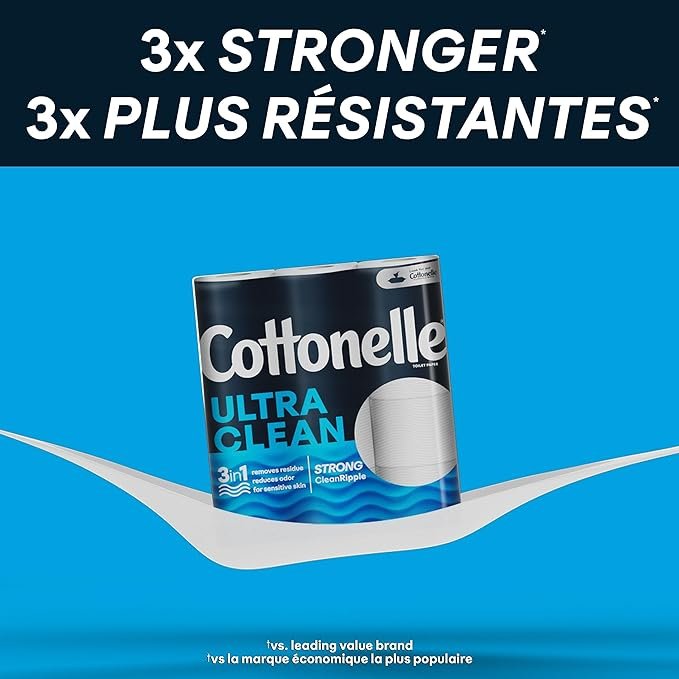 2 Cottonelle Active CleaningRipples Strong Bath Tissue - Family Mega Pack