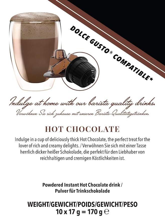 1 Caffeplus | 40 Coffee Pods | Dolce Gusto Similar Capsules | Creamy Milk hot chocolate capsules | 40 portions