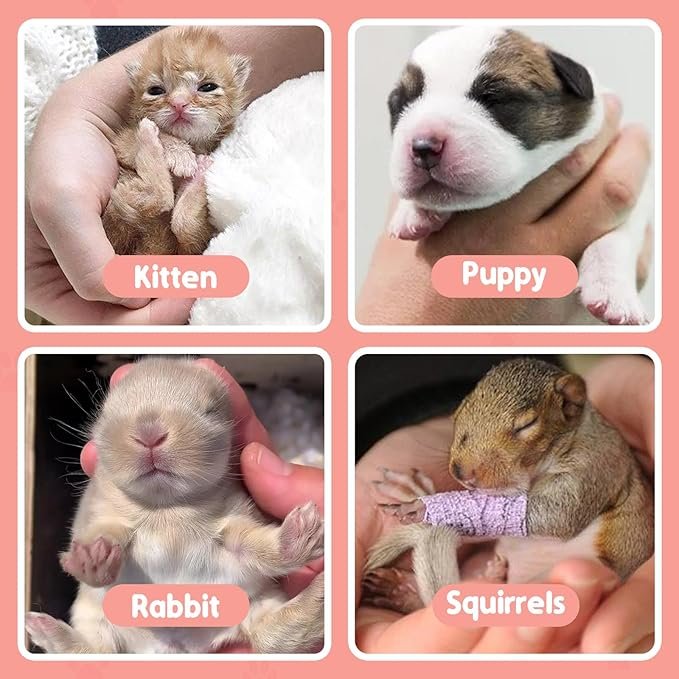 4 Pet Feeding Nipple for Kitten and Puppy Silicone Feeding Pacifier for Pets and Wildlife - Includes Mini, Original, Medium, Large, Double 1-10ml Oring Syringe