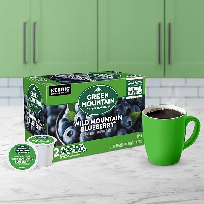 3 Green Mountain Coffee Roasters Wild Mountain Blueberry, Single-Serve Keurig K-Cup Pods, Lightly Flavored Roast Coffee, 72 Pods