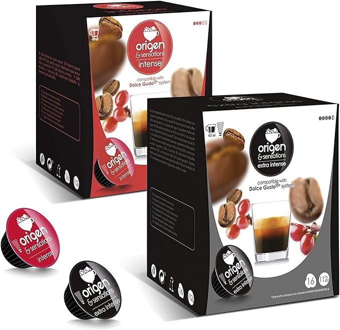1 Coffee pods compatible with Dolce Gusto | 2 packs of 16 Intense | 2 packs of 16 Extra Intense | Bold Espresso Pods for Dolce Gusto | 64 Capsules