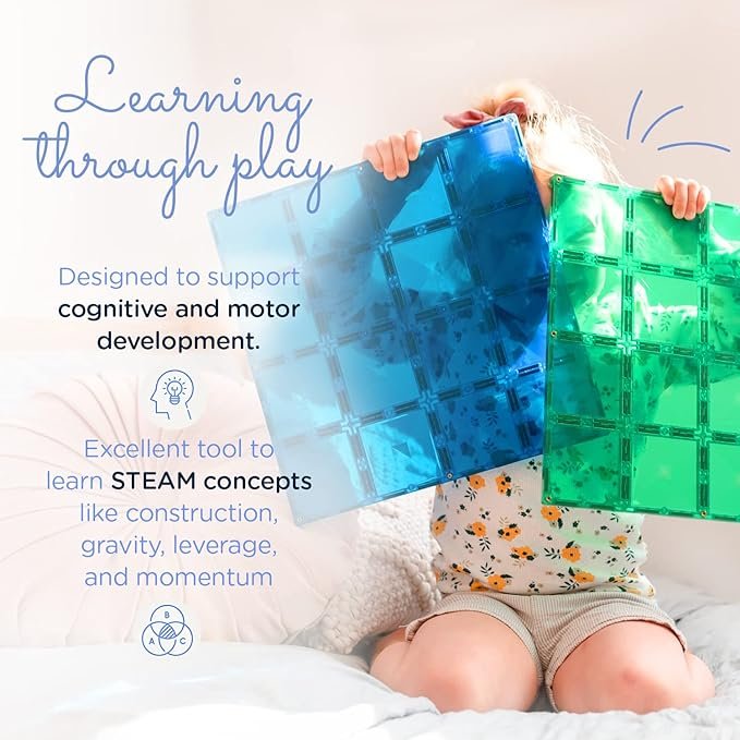 1 Connetix - Magnetic Building Tiles - Educational Toy for Children - Powerful and Creative Play - Set of 2 Foundation Plates