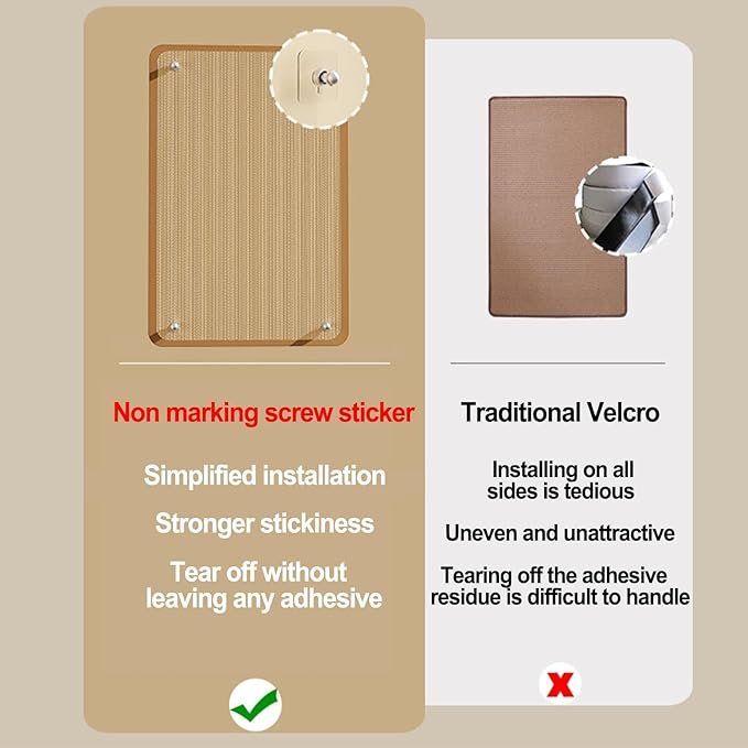 5 Sisal Cat Scratching Board - Wall Mounted Cat Scratcher - Couch Protector Perfect for Releasing Scratching Urges - for Pet Owners