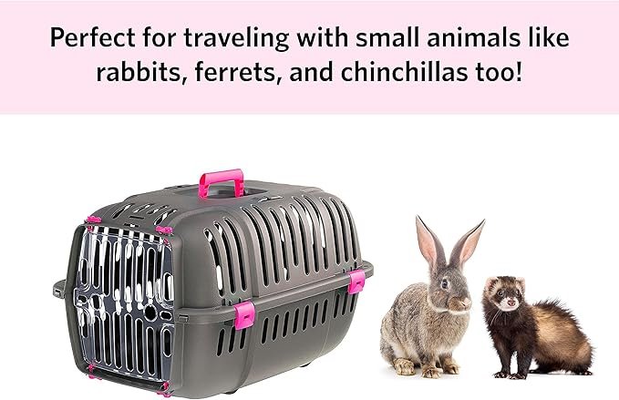 4 Ferplast Jet Pet Carrier: Value Dog Carrier Suitable for Toy Dog Breeds & Small Cats, Assembled Dimensions: 12.6L x 18.5W x 11.42H inches, Fuchsia