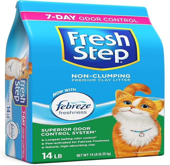 1 Fresh Step Non-Clumping Premium Scented Cat Litter with Febreze Freshness, 14 lbs.