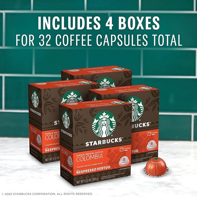 1 Nespresso Colombia Medium Roast Coffee Capsules (32-count, compatible with Nespresso Vertuo Line System)