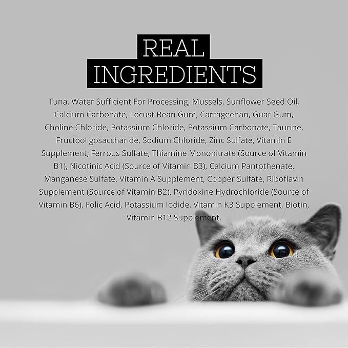 4 Fussie Cat Premium Tuna with Mussels in Aspic Grain-Free Wet Cat Food 2.82oz, case of 24