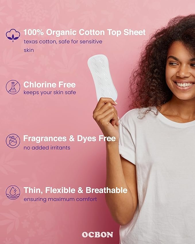3 Ultra Thin Sanitary Pantyliners (Regular, 15.5cm, 120 Counts) - Ultra Thin, Unscented 100% Organic Cotton Panty Liners for Women. Chemical-Free, Extra Soft, Ideal for Sensitive Skin