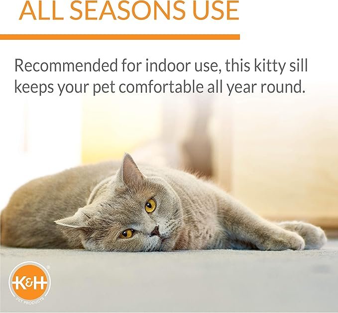 3 K&H Pet Products Kitty Sill Window Sill Cat Perch, Cat Window Perch for Large Cats, Cat Window Seat, Cat Shelf for Window Sill, Window Cat Bed, Cat Perch w/ Washable Cover – Fleece Unheated