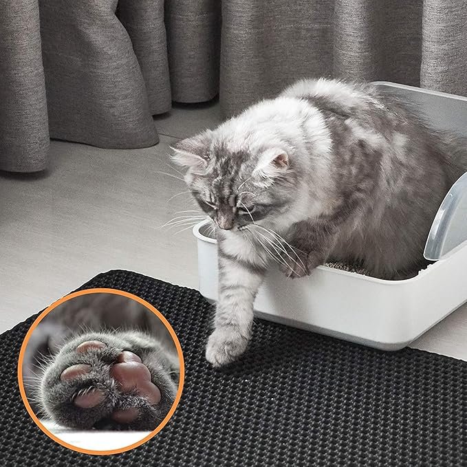 4 Conlun Cat Litter Mat Cat Litter Trapping Mat, Honeycomb Double Layer Design, Urine and Water Proof Material, Scatter Control, Less Waste，Easier to Clean,Washable
