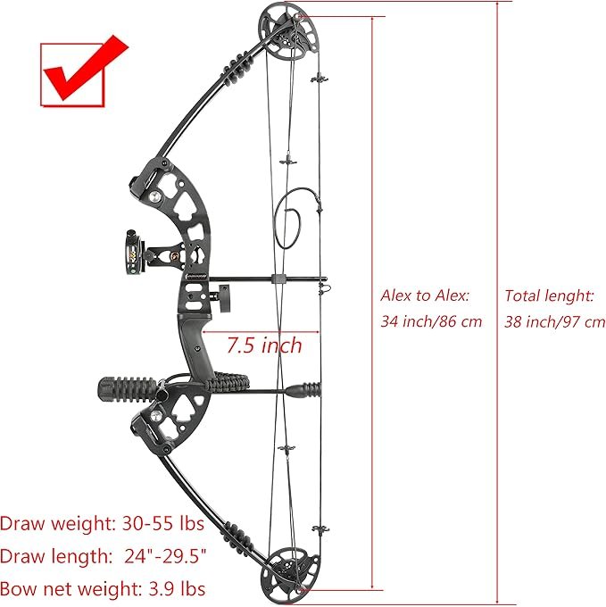 1 AMXSG Archery Kit - 30-55 lbs Draw Weight Bow Set for Hunting, 310fps Speed - Right Handed, Including Hunting Accessories