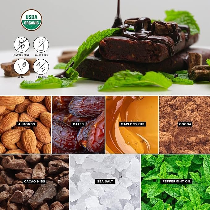 2 Truvani Plant Based Snack Bars | 7g Protein | 12 Pack Mint Chocolate | Organic | Vegan | The Only Bar | Dairy, Soy, and Gluten Free | Individually Wrapped