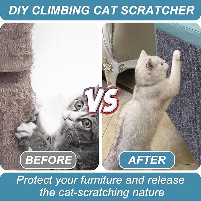 1 DIY Climbing Cat Scratcher Mat,3 Pack Trimmable Self Adhesive Cat Scratching Pads,23.6"X11.7"Cat Scratching Protector Board for Couch Furniture Wall Corner Cat Tree Post Carpet Shelf Shelves