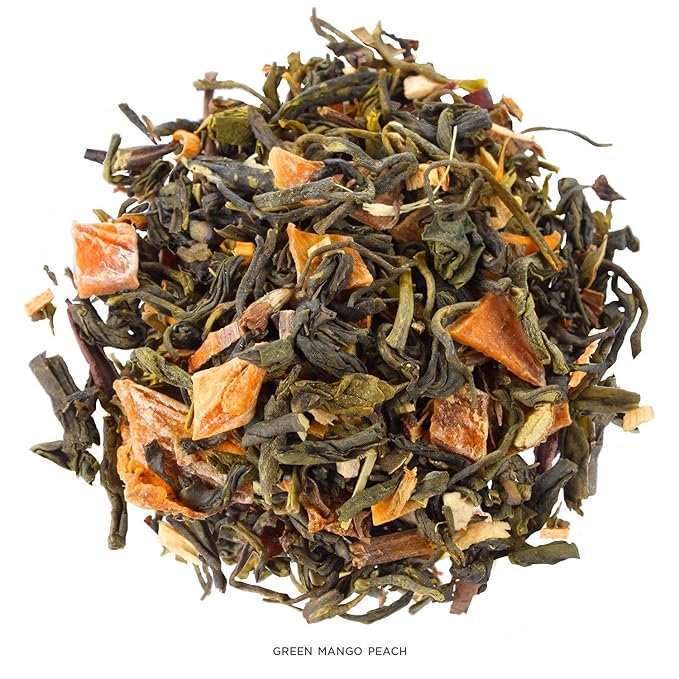 1 Tea Forte Green Mango Peach Loose Bulk Tea, 1 Pound Pouch, Organic Green Tea Makes 160-170 Cups