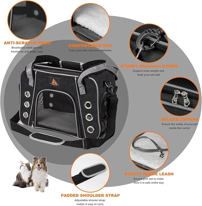 1 Lifeand Cat Carrier for Large and Medium Cats Under 18lb, Collapsible Soft Sided Pet Carrier, Dog Carrier, Airline Approved for Cats, Small Dogs, Kitten, Pet Privacy Protection Travel Carrier