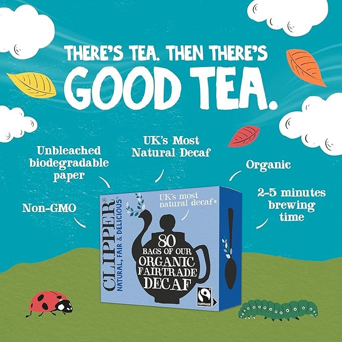 1 Clipper Tea, Organic Decaf, Plant-Based, Decaffeinated Black Tea, Great Over Ice, 1 Pack, 80 Unbleached Tea Bags
