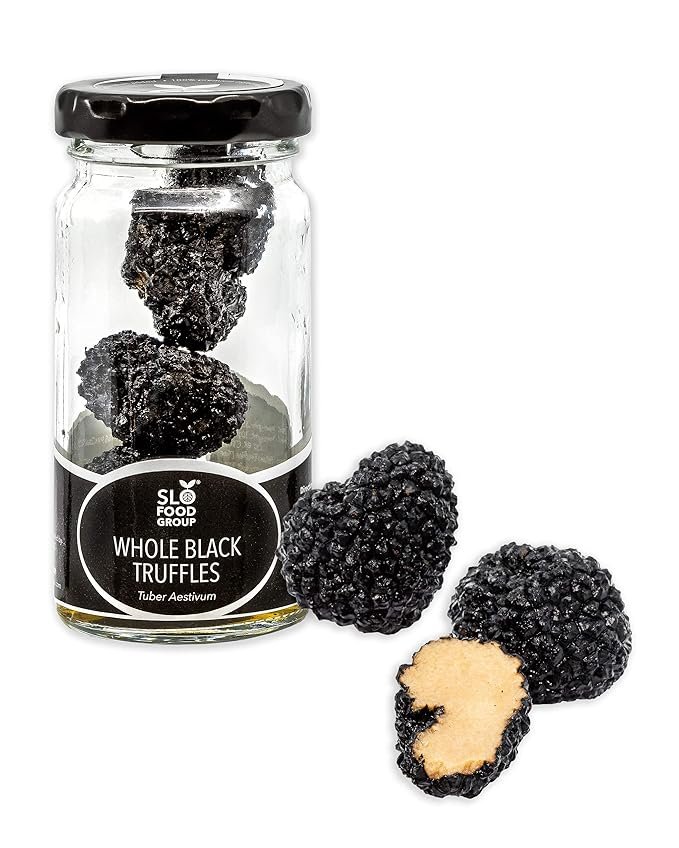 3 Slofoodgroup Black Truffles, Preserved Whole Black Truffles (Tuber Aestivum) Preserved in Brine (30 gram net weight truffles) - Truffle Mushroom Gourmet Food