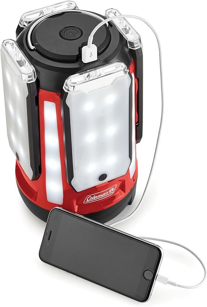 2 Coleman Multi-Panel Rechargeable LED Lantern, Water-Resistant Lantern with Removable Magnetic Light Panels, Built-in Flashlight, & USB Charging Port; Great for Camping, Hunting, Emergencies, & More