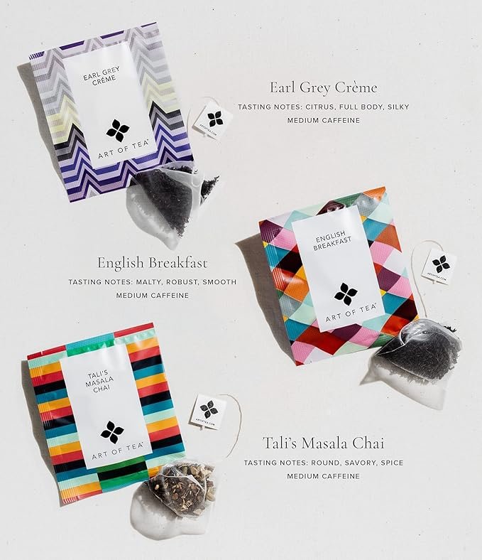 2 Art of Tea | Assorted Tea Bags Sampler Caffeinated and Non-Caffeinated| 12 Count Sampler Box