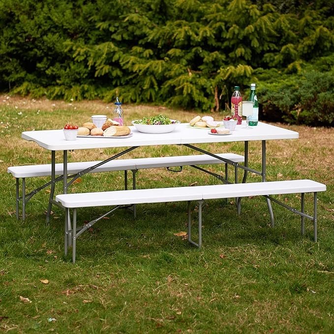 4 6ft Portable White Folding Table