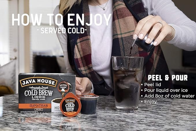 2 Revised product name: Java House Single Serve Sumatran Cold Brew Coffee Concentrate Liquid Pods, 12 Count.