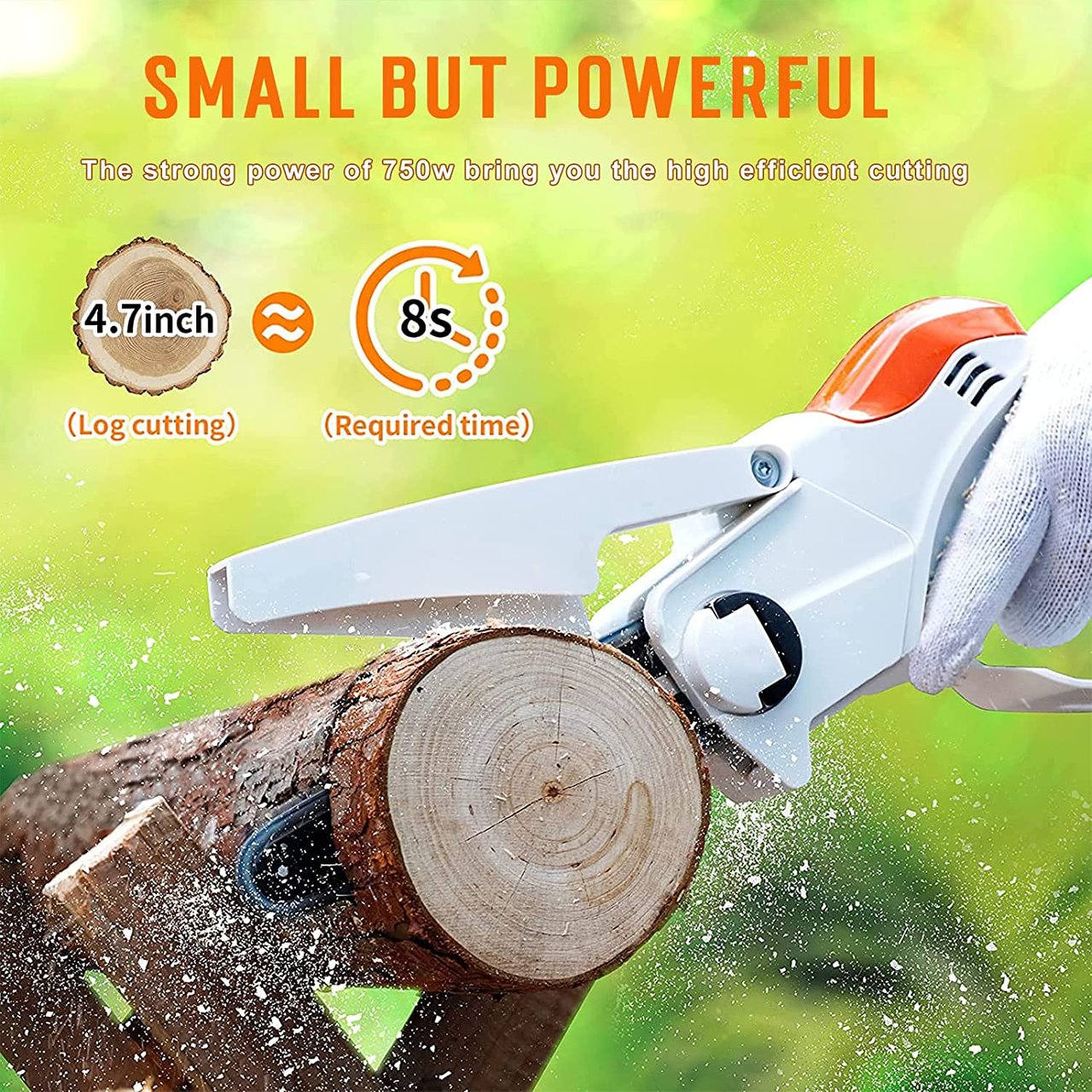 2 Peektook Mini Chainsaw Cordless Electric Chainsaw, Upgrated 6 Inch Chain Saw with 2 Battery and 2 Chains, Portable Scie à Chaîne à Batterie with Safety Lock and Strong Power Perfect for Trim Shrubs/Branches/Logging in Gardens Yards and Camping