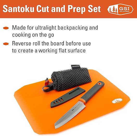 3 GSI Outdoor Utensil Set: Portable Prep Surface Board and Knife Kit for Outdoor Activities