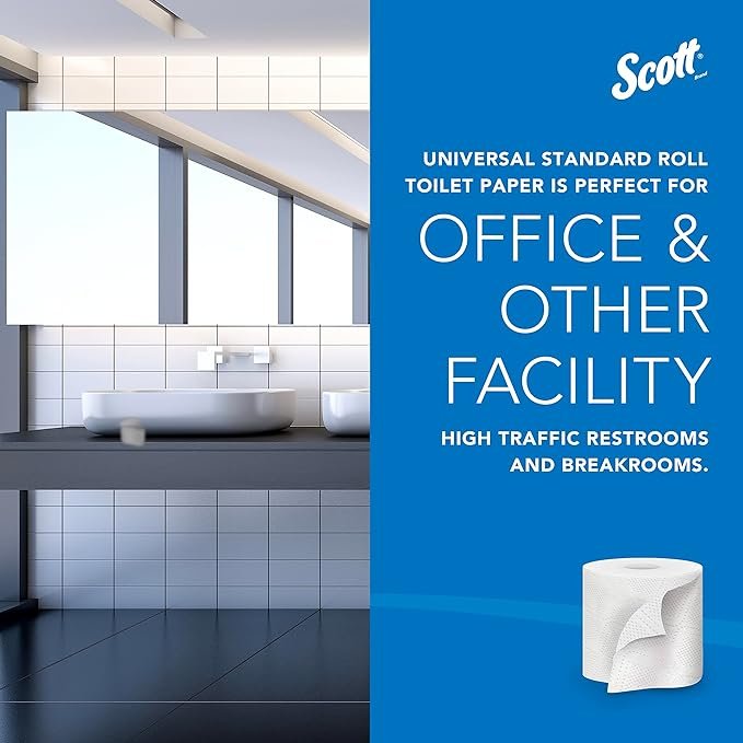 2 Scott Professional Traditional Roll Bathroom Tissue (04460), Enhanced Aesthetic, 2-Ply, Plain White, Individually Packed, (550 Sheets/Roll, 80 Rolls/Case, 44,000 Sheets/Case)