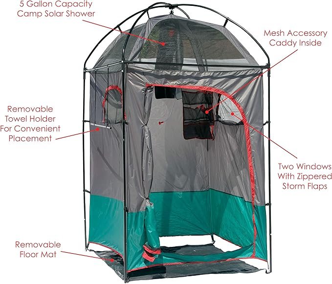 4 Texsport Portable Outdoor Camping Shower Privacy Shelter Changing Room, Gray, 1 Count (Pack of 1)