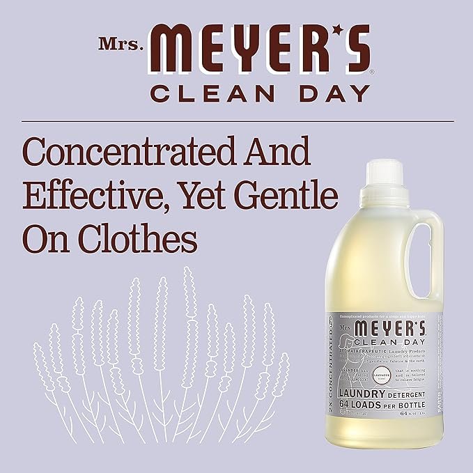 2 Mrs. Meyer's Clean Day Liquid Laundry Detergent, Cruelty Free and Biodegradable Formula, Lavender Scent, 64 oz- Pack of 2