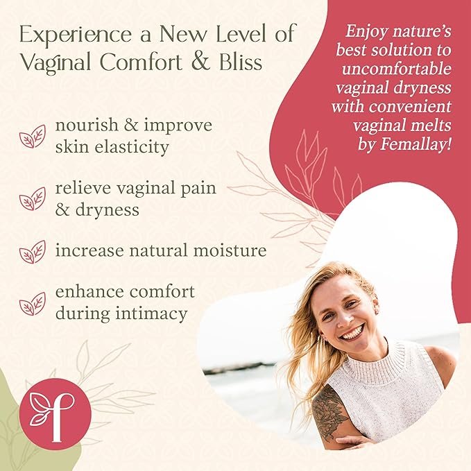 1 Femallay Organic Vaginal Moisturizing Suppository Melts - 100% Natural Suppositories for Vaginal Odor and Dryness Relief, Ultra-Hydrating Fast-Acting Comfort (Wild Cherry)